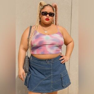 VTG Y2K 90s Women’s Denim Cargo Mini Skirt Plus Size 18 Festival